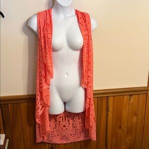 Coral Geometric Women's Swim Cover-Up, Cape   One Size